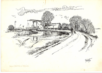 CMO00300-250 Landweg langs sloot met brug en boerderij
